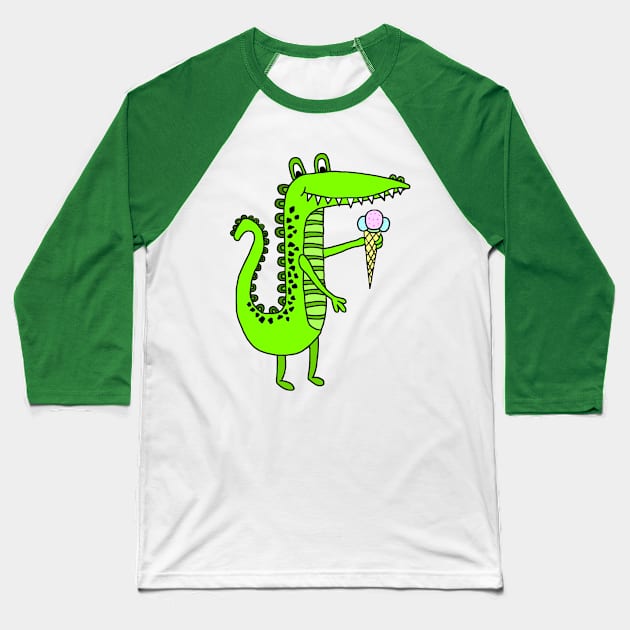 Cartoon Gator Baseball T-Shirt by imphavok